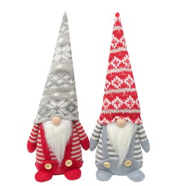 Tutulix Gnomos navideños Set de 2 Piezas Gris y Rojo, Estilo nórdico decoración para Interior 38 cm Christmas Gnomes Decorations for Home