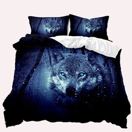 TULTOAP Wolf Bed Linen, 135 x 200 cm, 3D Animal Wolf Duvet Cover with Pillowcase, Boys, Girls, Bedroom Decoration, Wolf Motif Bedding Set (Wolf 3.135 x 200 cm)
