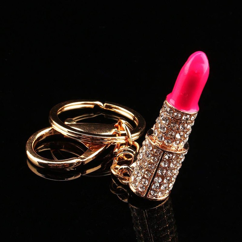 HEEPDD Crystal Make Up Lipstick Key Ring Purse Bag Charm