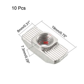 sourcing map Sliding T Slot Nuts, M6 Half Round Roll In T-Nut for 4040 Series Aluminum Extrusion Profile, Carbon Steel Nickel-plated, Pack of 10