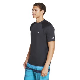 Speedo New Easy Short Sleeve Swim Tee, X-Large, Black