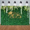 Aperturee Class of 2025 Graduation Photography Backdrop 10x7ft Green Leaves Wall Prom Congrats Grad Bachelor Cap Spring Still Life Grass Leaf Background Party Decorations Photo Studio Booth Banner