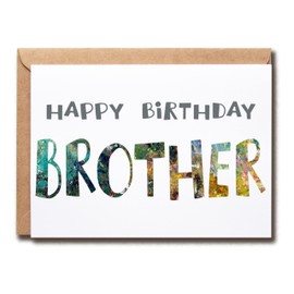 EruditeGifts Happy Birthday Brother Card, 5 x 7 Inches, Printed on Smooth Heavy Cardstock, Blank Inside for Personal Message, Includes Extra Thick Envelope