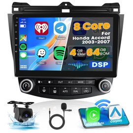 [8-Core 4+64G] Hikity Android 13 Car Stereo for 2003-2007 Honda Accord 7th with Wireless Carplay Android Auto, 10.1 Inch IPS Touch Screen, Bluetooth GPS WiFi 36EQ DSP FM RDS SWC+Mic, AHD Backup Camera