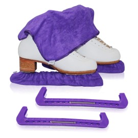 CRS Cross Ice Skate Guards, Soakers and Towel Gift Set. Essential Ice Skating Hard Guard and Soft Skate Blade Cover Accessories for Figure Skating or Hockey (Passion Purple, Small)
