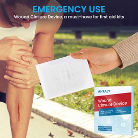 Antaly Emergency Wound Closure 4 Pack, Strips-Repair Wounds Without Stitches & Painless Laceration Closure Kit, Butterfly Bandaids Laceration Closure Strip Kit - Waterproof