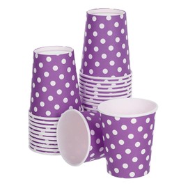 sourcing map Disposable Paper Cups, 50 Pack 9 OZ Party Decorative Cups for Coffee,Tea,Milk, Suitable for Party, Picnic,Travel and Event (Purple Polka Dots)