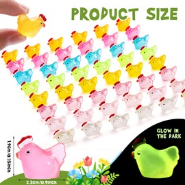 XGBDL 320 Pcs Luminous Mini Resin Chicken, Figurines Resin Miniature Animals 8 Colors, Glow in Dark Resin Chicken Hens Animal Figures for DIY Project, Garden, Dollhouse, Aquarium Decor, Glow at Night
