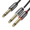 J&D 1/4 inch TRS Stereo Y Splitter Insert Cable, Gold
