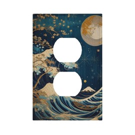 Decorative Art Light Switch Covers,1 Gang Single Toggle Duplex Outlet,Wall Plate,Switchplate Electrical Faceplate,Wave