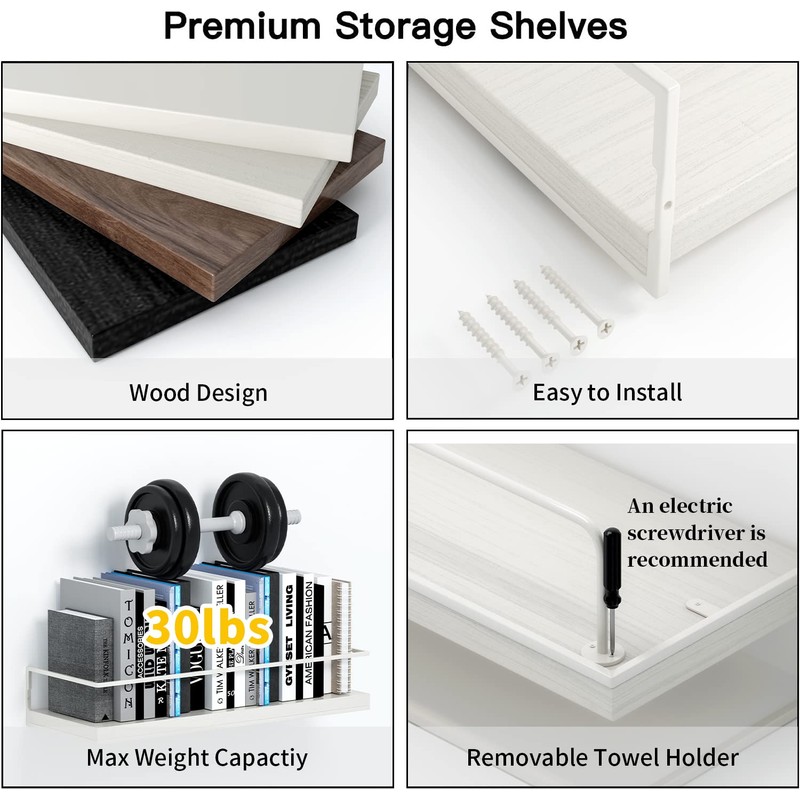 Shario Floating Shelves - Set of 2, Wall Mounted Hanging