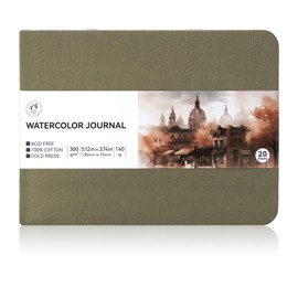 LIGHTWISH Watercolour Sketchbook, 100% Cotton Cold Press Watercolour Paper Journal 13 x 9.5 cm, 20 Sheets 300gsm, Acid-Free Paper for Watercolor, Gouache, Acrylic