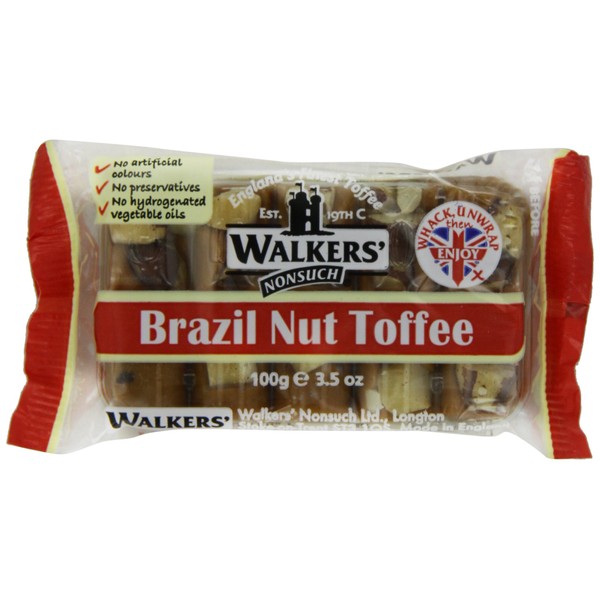 Walkers Brazil Nut Toffee Bars, 3.5-Ounce Bars (Pack of 12)