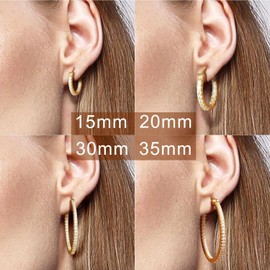 MOMELF Gold Earrings 14K Gold Hoop Earrings for Women with Dual-sided Cubic Zirconia Hoop Earring for Women Sensitive Ears Hypoallergenic Womens Hoops Earring 35mm