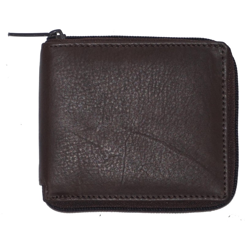 Bullz RFID Blocking Mens Leather Wallet Zip Around ID Card