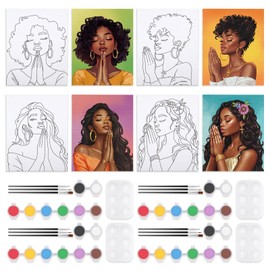 VOCHIC Sip and Paint Kit for Adults,Pre Drawn Canvas 4 Pack Painting Kit Party Girls Night Games Couples Paint Art Set 8x10 in