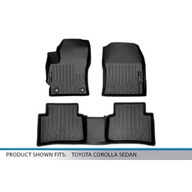 SMARTLINER Custom Fit Floor Mats 2 Row Liner Set Black for 2020 Toyota Corolla Sedan