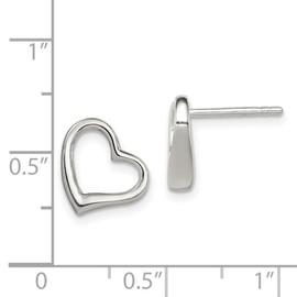 925 Sterling Silver Polished Post Love Heart Earrings 10x10mm Wide Stud Earring for Women