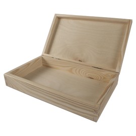Shallow Flat Slim Wooden Box Gift Case | 25 x 15 x 5 cm | Keepsake Storage Solution | Unpainted & Untreated Plain Decorative Pinewood for Craft Decoupage