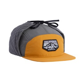 Coal Tracker 5-Panel Quilted Earflap Flannel Lined Hat (US, Alpha, One Size, Burnt Orange/Grey)