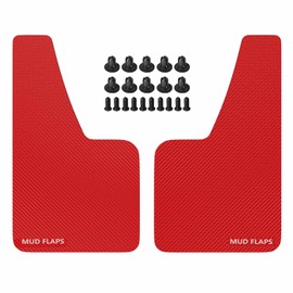 2 x Universal Car Mud Flaps Splash Guards Red Compatible with Hatchback Estate Saloon SUV Cabriolet Coupe MPV Pickup 360 x 210 mm