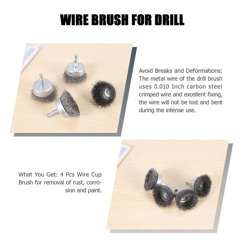 Aqevn 4pcs Wire Cup Brush Set, Wire Brush for Drilling