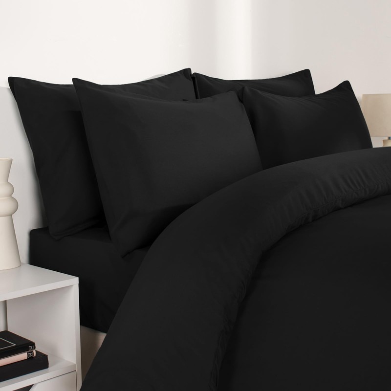 Brentfords Black Pillow Cases 2 Pack, Housewife Pillowcases Bed Pillow