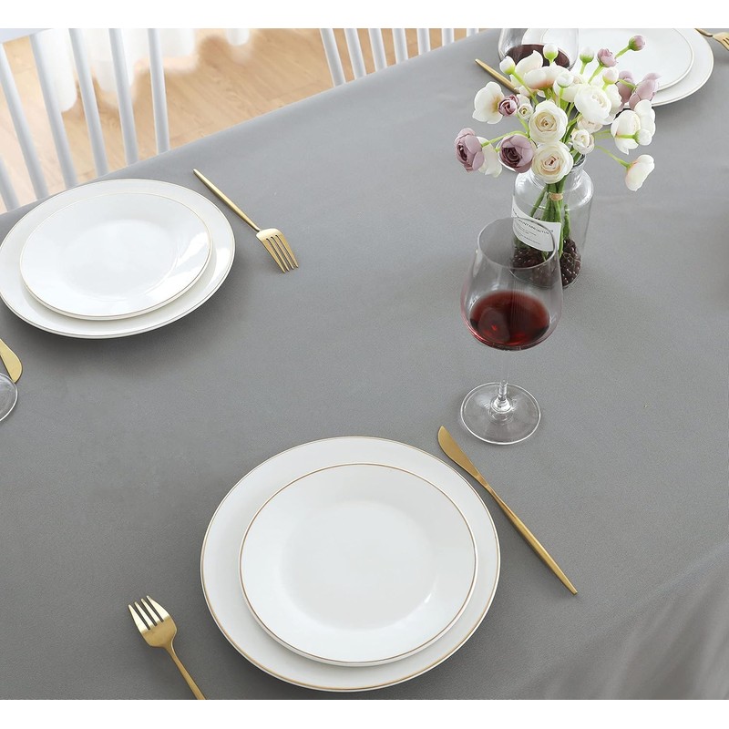 LivinEase Tablecloth - 250gsm Cotton Blend Rectangular Tablecloth - Draped
