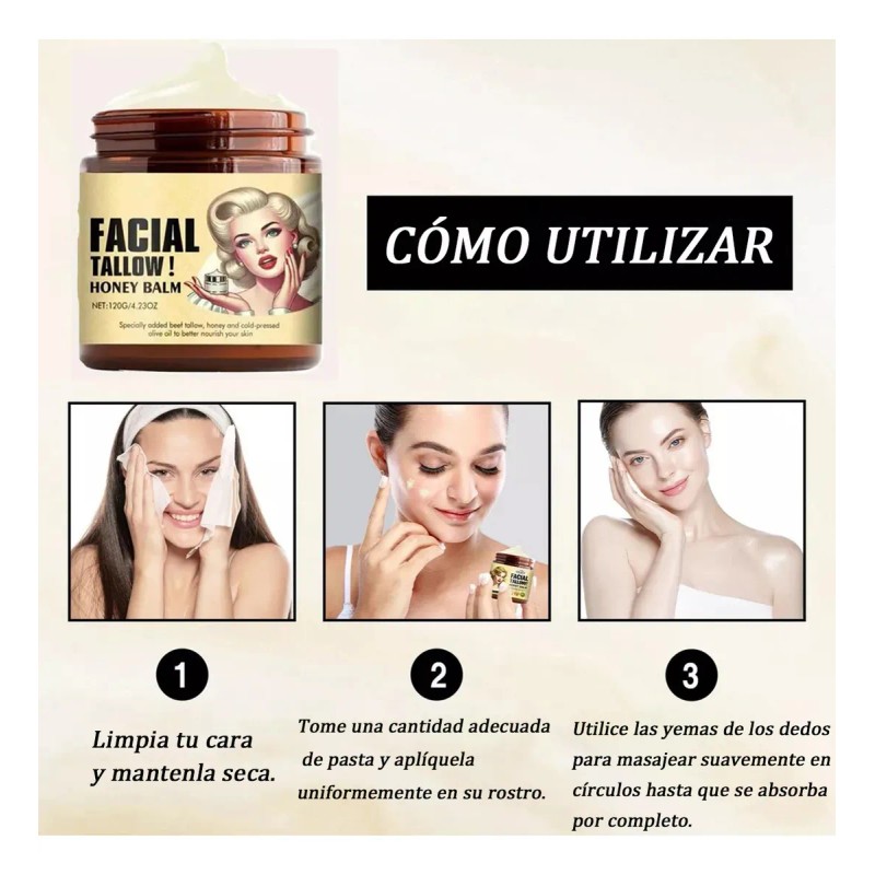 Bálsamo Sebo Res Alimentado Pasto Crema Hidr 3pzs Blanco