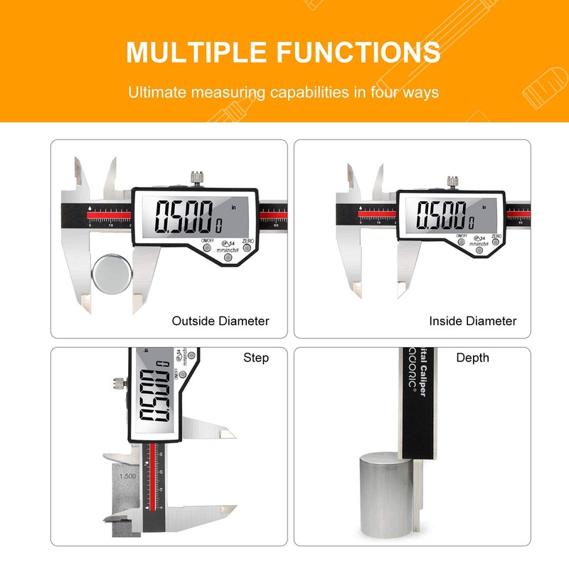 Digital Caliper, 8" Caliper Measuring Tool Extreme Accuracy Waterproof Electronic