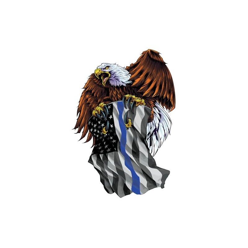 Patriotic Eagle Thin Blue line Flag Decal (24" x 16")