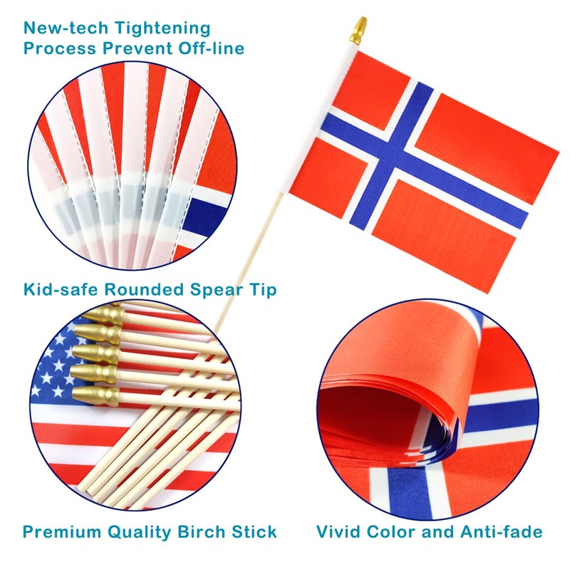 Newperlite Norway Stick Flag Norwegian Small Mini Hand Held Flags