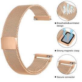 Mugust 20 mm Metal Strap, Smartwatch Quick Release Watch Watches 20 mm Watch Straps for Men and Women, Metal, A