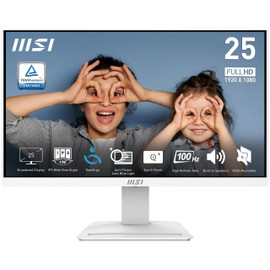 MSI PRO MP253W 24.5-inch IPS 1920 x 1080 (FHD) Computer Monitor, 100Hz, Adaptive-Synch, HDMI, VGA Port, VESA Mountable, Tilt, Speaker, 1ms, White