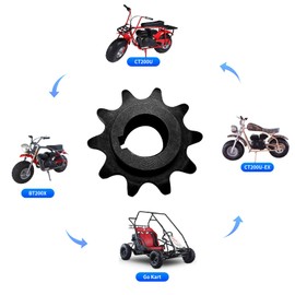 10 Tooth with 5/8'' Bore #40 41 420 Chain Sprocket for Coleman CT200U CT200U-EX BT200X KT196 Predator 196cc 200cc 212cc 6.5hp Baja Massimo Warrior Mini Bike Trailmaster MB200 Go Kart Cart Parts