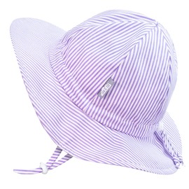 JAN & JUL Baby Girl Floppy Sun-Hat with Adjustable Strap (S: 0-6 Months, Purple Stripes)