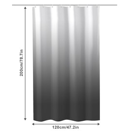 URAQT Shower Curtain Anti Mould, Waterproof Polyester Bathroom Curtains, Resistant Bathroom Shower Curtain with 12 Hooks, Upgrade Bathtub Curtains for Shower Stall, 120 x 200 cm, Gradient Black