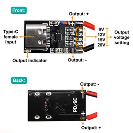 5PCS Type-C PD3.0 QC Trigger Board USB-C PD 9V 12V 15V 20V 5A Adjustable Voltage Fast Charge Power Trigger Module USB-C Female Input with QC Trigger Housing