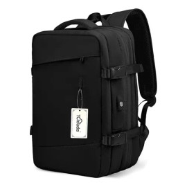 Mochila de Viaje Expandible 17-40L con Puerto USB – Impermeable, Multifuncional y Aprobada para Cabina