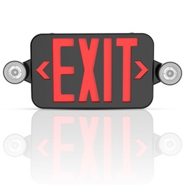 Black LED Exit Sign Light with Emergency Battery Backup – UL 924 Compliant, Flexible End/Hang/Ceiling Mount, 120-277V AC, Flame-Retardant, Indoor Damp Rated, Energy-Efficient, 5-Year Warranty (1-Pack)