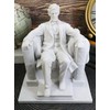 Ebros Gift Seated Abraham Lincoln Figurine in White Resin Finish