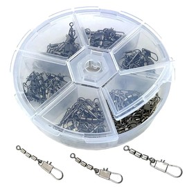 Zite Fishing Triple Swivels Assortment 60 Pieces - Includes Practical Sorting Box - Fishing Swivel Set Trout Swivels Sbirolino Fishing 3 Sizes
