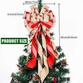 YankMooM Christmas Tree Topper Bow,Large Christmas Tree Bow Wreath Bow Red Christmas Tree Decorations Bow for Christmas Tree Home Decoration