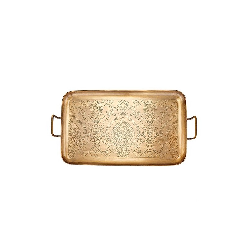Old Dutch "Tangier" Champagne Tone Etched Tray, 19" x 10.25"