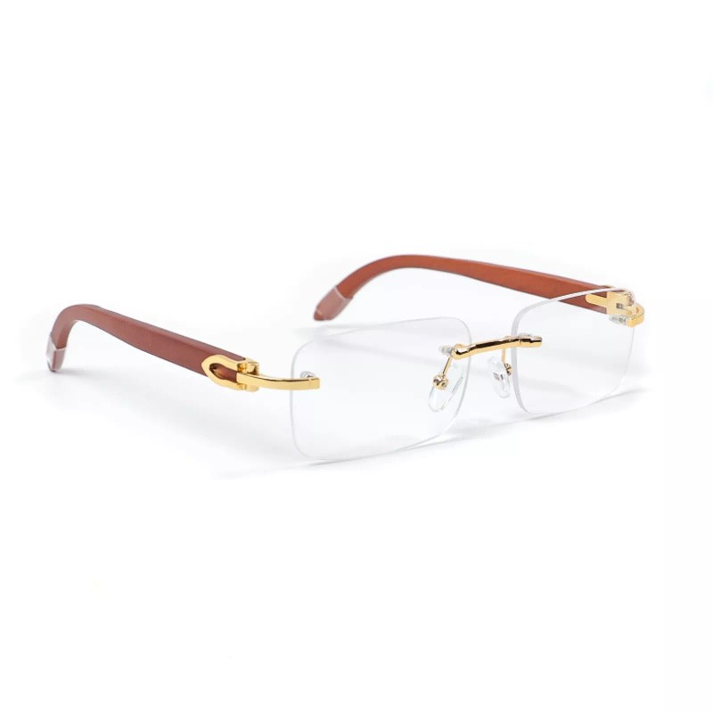 Street Knitted Vintage Men's Rectangular Woodgrain Hip Hop Buffs Rimless