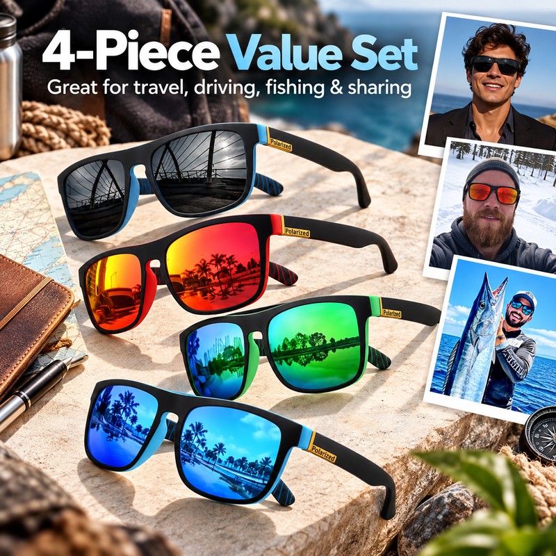 Polarized Square Sunglasses for Outdoor Use – Lightweight UV400 PC