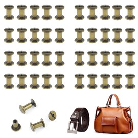 CANGCANG 100 Set Chicago Screw Posts, M5x6mm Rivets for Leather,Chicago Binding Screws Kit,Metal Rivet Replacement Repair for DIY Bookbinding Bags Scrapbook Collars Craft (Brone)