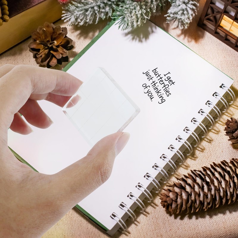 6 Pcs Stamp Blocks with Grid and Grip, Acrylic Clear