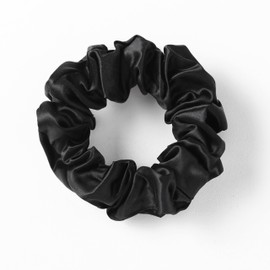 Silk Sutra Hair Scrunchies for Frizz Prevention, 22 Momme 100% Mulberry Silk Hair Ties for Breakage Prevention, Elastic ponytail Holders (Black & Light Coffee (Large 2pcs))