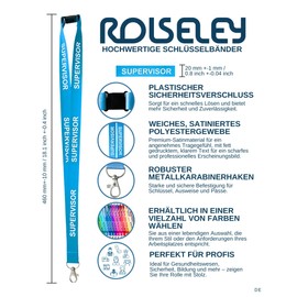 ROLSELEY Lanyard with Printed Text (Black/White) with Safety Clasp (Grey + Text)